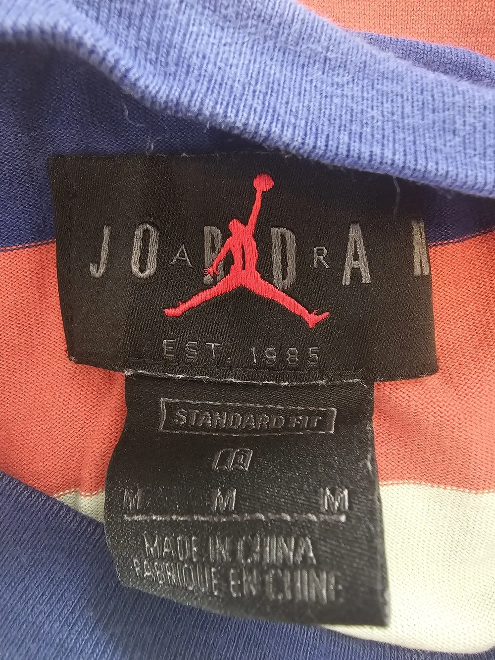 Jordan Men's Short Sleeve Tee Navy Blue and Red